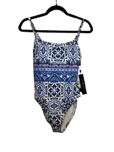 La Blanca Damen Badeanzug Größe 6 weiß blau UPF 50+ Bauchkontrolle Neu mit Etikett - Bild 1 von 4