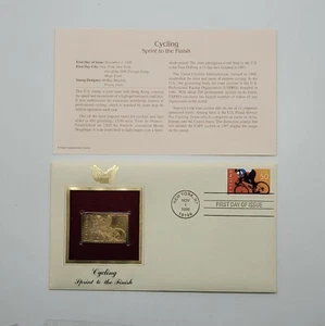 2 Cycling 22kt Gold Stamps First Day of Issue 50 Cent November 1, 1996. STP19 - Picture 1 of 2