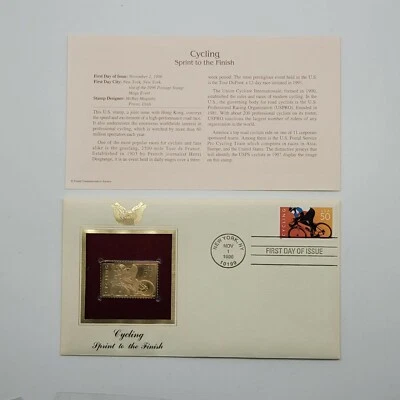 2 Cycling 22kt Gold Stamps First Day of Issue 50 Cent November 1, 1996. STP19 - Image 1 of 2
