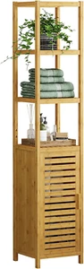 Storage Tall Slim Cabinet with Shutter Door and 3 Tier Shelves, Freestanding Lin - Picture 1 of 9