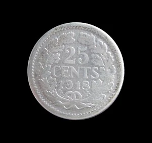 NIEDERLANDE 25 CENT 1918 WILHELMINA I SILBER KM 146 #1929# - Bild 1 von 2