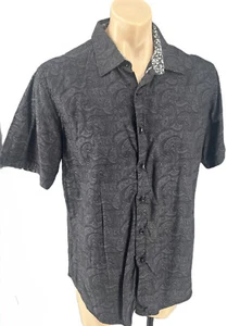 Robert Graham Classic Fit 100% Baumwolle Herren Kurzarm Schwarz Bedruckt Hemd XL - Bild 1 von 17