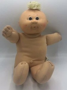 Cabbage Patch Kinder Puppe blau Signatur braune Augen gelb Haarbüschel 14 Zoll - Bild 1 von 8