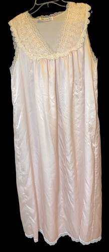 Camicia da notte donna vintage Christian Dior rosa pizzo abito da notte taglia large