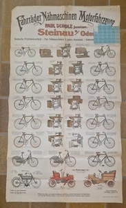 Werbeplakat 2 - seitig, Fahrräder, Nähmaschinen, Motorfahrzeuge - Bild 1 von 14