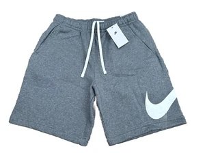 Nike Big Swoosh Logo Fleece Gray Shorts Men’s Size Small NWT Standard Fit - Picture 1 of 12