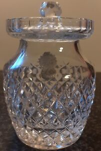 Vintage Waterford Preserve Honey Jam Pot Jar heavy cut glass crystal with label