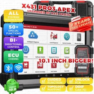 Launch X431 PRO3 APEX Car Diagnostic Scanner ECU Coding Bi-Directional Control - Picture 1 of 12