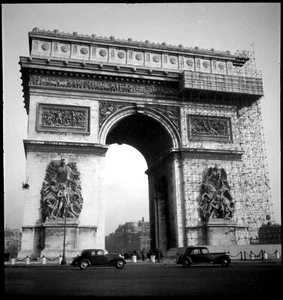 Parigi Arco Di Triomphe Automobili Antiche - Lotto 3 Negativi Foto An. 1950 - Picture 1 of 3