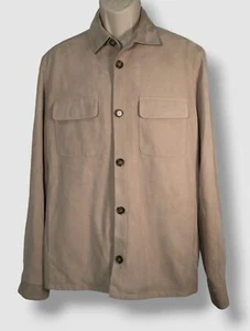 Loro Piana Men's Beige Lowe Suede Overshirt Jacket Size Large - Picture 1 of 6