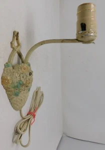 1930's Wall Sconce Light Fixture Flower Basket Cream & Pastels Single Works - Picture 1 of 17