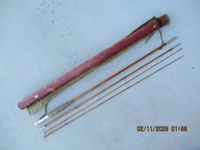 VINTAGE Bristol 9 ft SPLIT-BAMBOO MOSCA VARILLA en bolsa y tubo sin marca ~ BONITO Foto 1 de 4