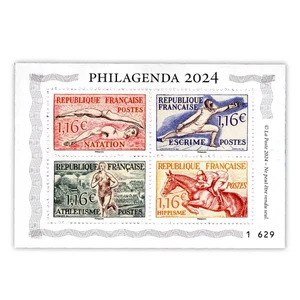 Bloc 4 timbres PHILAGENDA 2024 JO 1952 sans agenda - Foto 1 di 1
