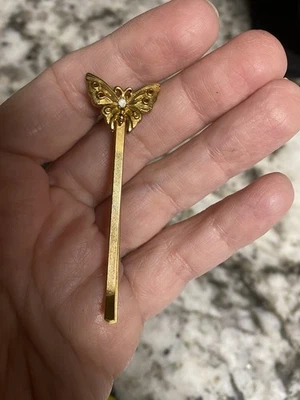 Vtg 1996 Butterfly Garden Bobby Pin Gold Tone Hair Clip Butterfly  Hairpin Avon - Image 1 of 4