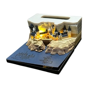 Harry Potter Hogwarts Castle 3D Paper Memo Desk Display w Lights Acrylic Case - Picture 1 of 6