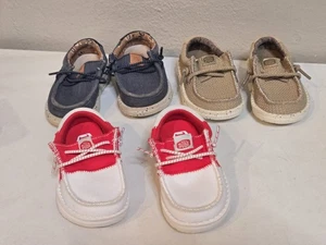 Hey Dude Baby Shoes Slip On Red/White Tan Sand Blue Lot Of 3 Pairs 6-12 Mos - Picture 1 of 13