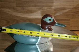 duck green winged teal drake glass eyed unique vtg hand painted unknown maker - Picture 1 of 12