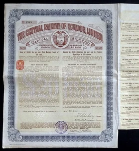 1910 Ecuador: Die Zentralbahn Ecuadors - Erste Hypothekenanleihe - Bild 1 von 3