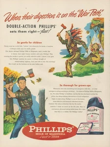 1947 Phillips Milk of Magnesia When Their Digestion Is On The War Path Print Ad - Picture 1 of 1