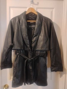 Giacca Wilson's in pelle nera con cintura e fodera Thinsulate rimovibile taglia S donna - Foto 1 di 8