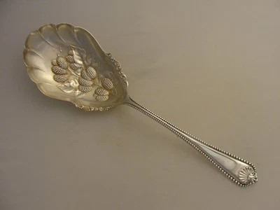 LOTE ANTIGUO DE BAYAS/CUCHARA PARA SERVIR PLATO DE PLATA MILAN 1900 ORNAMENTADO *56 Foto 1 de 3