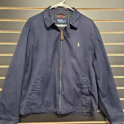 Винтажная хлопковая куртка на молнии Polo Ralph Lauren мужская темно-синяя для подготовки к гольфу  - Изображение 1 из 4