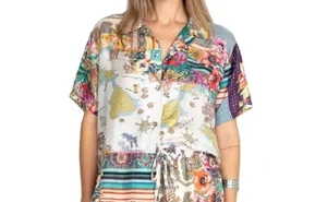 Johnny Was Logan Jules Hemd mit Knopfleiste LG Blumenmuster Seidenbluse bestickt - Bild 1 von 12