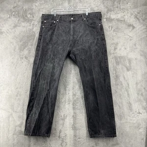 Levis 505 Jeans Mens 42x30 Black Faded Wash Straight Leg Classic Pants Comfort - Picture 1 of 19