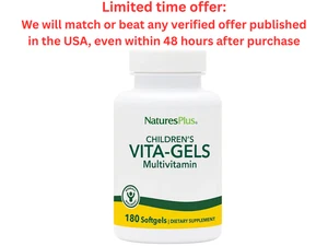 NaturesPlus Vita-Geles Infantiles, 180 Cápsulas Blandas Naranja Mejor Liquidación Venta - Imagen 1 de 9