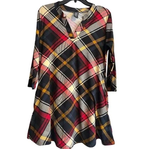 Vestido Lil'dy Cuadros Línea A Columpio Manga 3/4 Elastizado Otoño Túnica con Bolsillos S M - Imagen 1 de 8