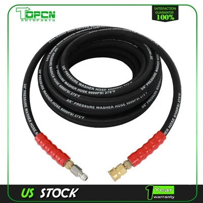 Manguera de lavadora a presión de agua caliente 3/8" x 50 pies 6000 psi sin marcas 2 trenzas R2 negra Foto 1 de 4