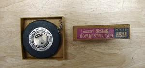 Vntg Lufkin-Ni-Clad Royal  50' Steel Tape Measure,H-433 W/Hook & Orig. Box,VGC! - Picture 1 of 11