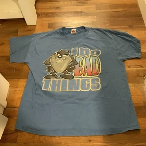 Vintage Looney Tunes Taz Front Aop i do bad things Shirt large 2001 - Picture 1 of 4