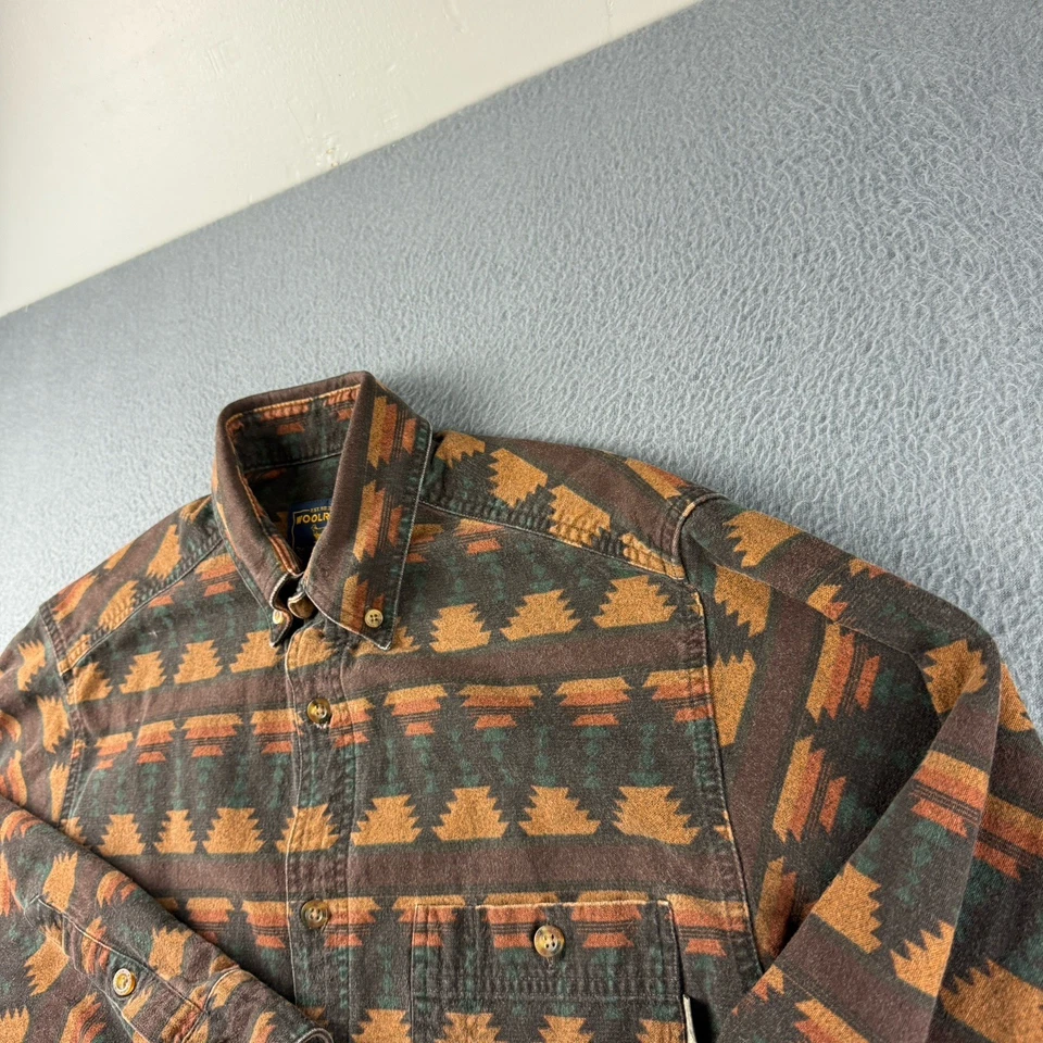 Woolrich Shirt Men’s M Brown Aztec Southwest Flannel Oxford Indian Work Vintage - Image 1 of 4