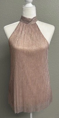 Blusa Top Tua Nueva con Etiquetas Metálica Halter Rubor Para Mujer Talla Pequeña Forrada Sin Mangas Foto 1 de 4