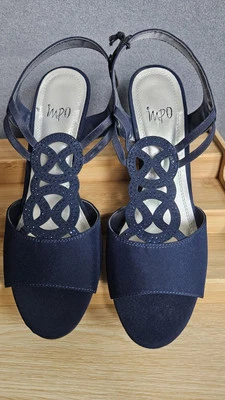 Impo Shoes Women's Rhinestone Wedge Sandals Blue Size 10 - Image 1 of 4