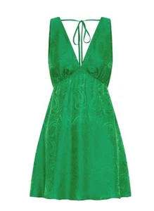 Kivari Green Silk Mini Dress Size AU 10 US 6 Luxury BNWT rrp $329 - Picture 1 of 16