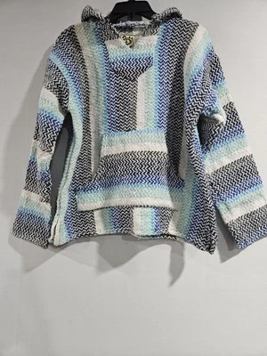 Baja Joe Knit Woven Striped Pullover Hoodie W/ Kangaroo Pocket Women’s Size Sm - Image 1 of 4