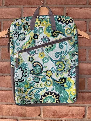 Bolso Mensajero LL Bean para Laptop Turquesa y Verde Floral Dividido Muchos Bolsillos y Cremallera Foto 1 de 4