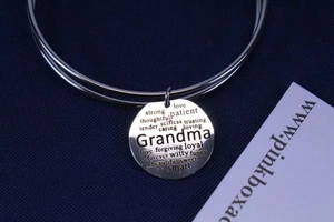 Bracciale doppio strato in acciaio inox massiccio di scatola rosa bracciale argento nonna - Foto 1 di 5