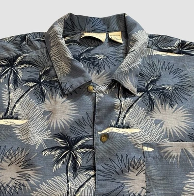 Camisa Hawaiana Island Shores Palmeras Para Hombre XL Azul Manga Corta Abotonada Foto 1 de 4