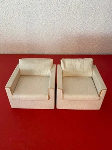 BODO HENNIG 2 Sessel weiss 1973 Puppenhaus Puppenstube 1:12 - Bild 1 von 5