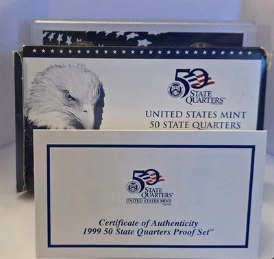 1999 Statehood Quarters Proof Set with Box and COA - Image 1 of 4