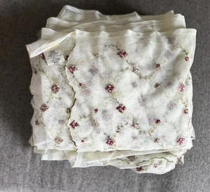 Sheer Embroidered Window Scarfs Arandela Flower Roses Mesh Vintage Panel Set - Picture 1 of 15