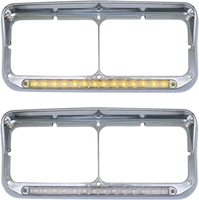 For Kenworth T400 T600 T800 W900B W900L Clear Headlight Bezel Amber LED Light - Imagem 1 de 4