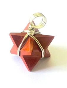 Ciondolo cristallo Merkaba stella diaspro rosso 1 pollice gioielli moda regalo chakra - Foto 1 di 2