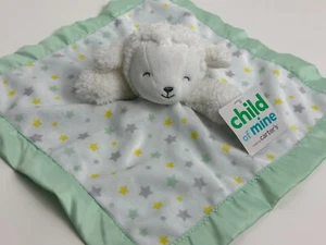 NWT Carters Child Of Mine White Mint Green Star Lamb Sheep Baby Security Blanket - Picture 1 of 7