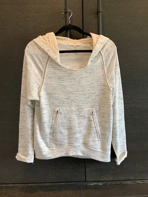 Scrapbook Ivory Long Sleeve French Terry Hoodie Lace Detail Sweatshirt Small  - Image 1 of 3