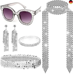 Disco Accessoires 70er Jahre Kostüm Glitzer Baskenmütze Disco Hut Pailletten S - Bild 1 von 6