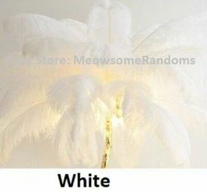 Many Ostrich Feathers Light LED Floor Table Lamp Copper Stand Home Decor Light - Picture 1 of 19
